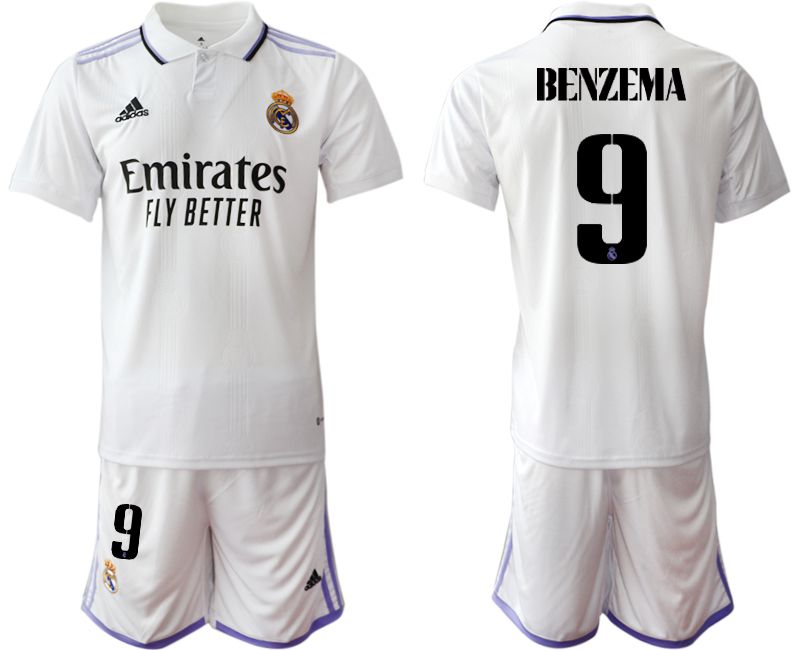 Men 2022-2023 Club Real Madrid home white 9 Soccer Jersey
